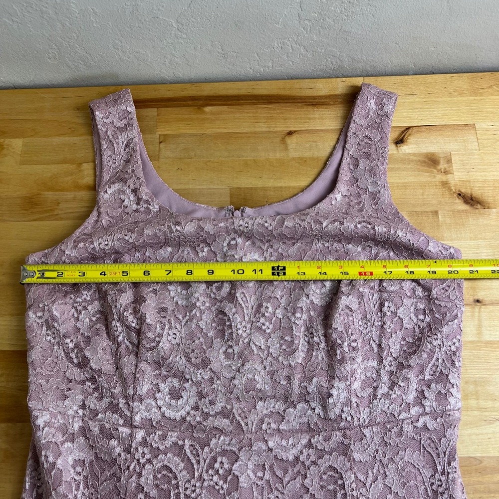 R&M Richards Dress Jacket Set Formal Gown Size 14W Mauve Pink Glitter Lace - Picture 7 of 9